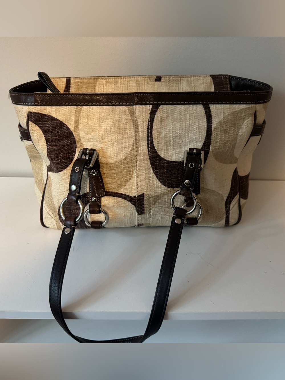 Vintage Coach Signature Denim East/West Gallery Tote